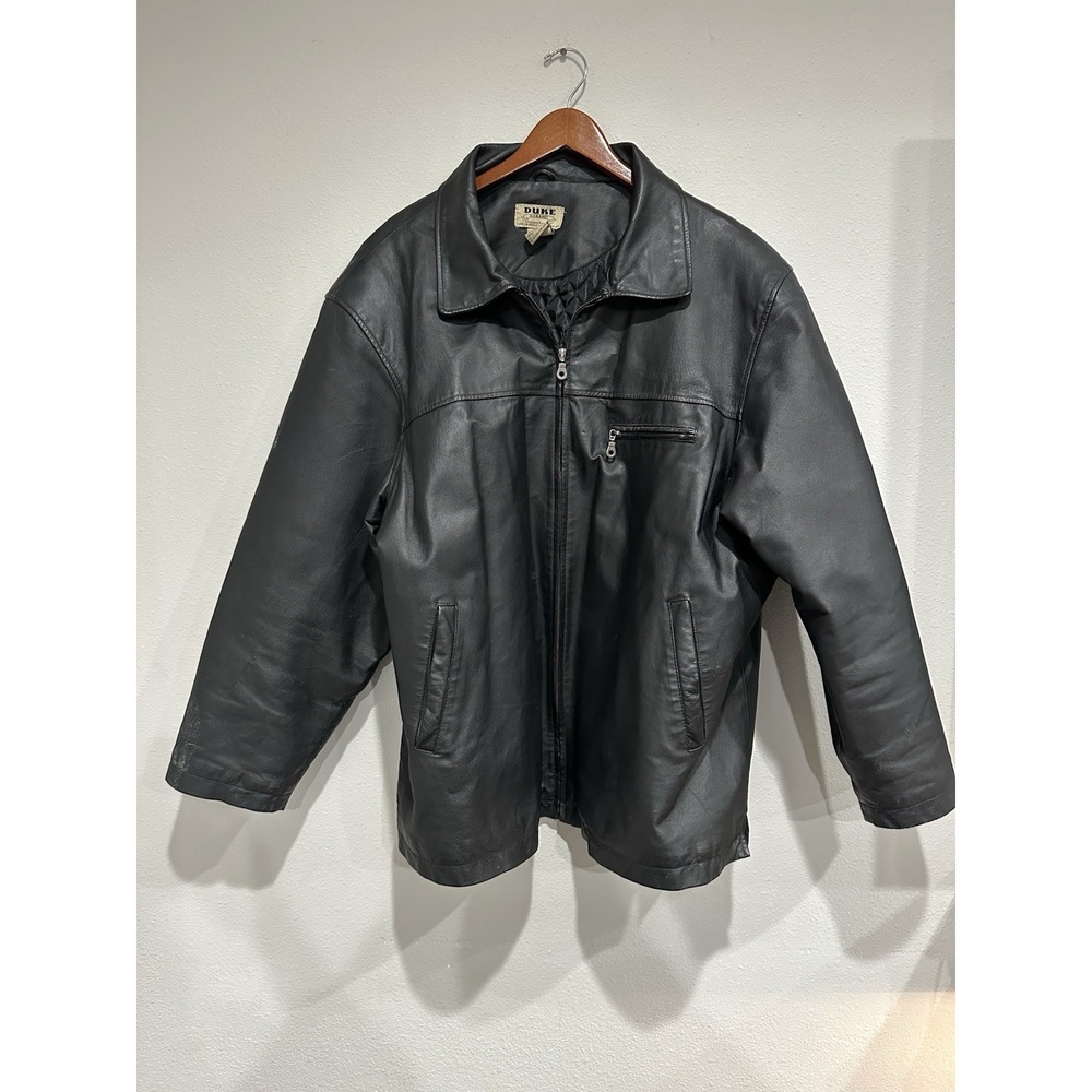Duke Haband Vintage Black Leather Jacket Size 2X